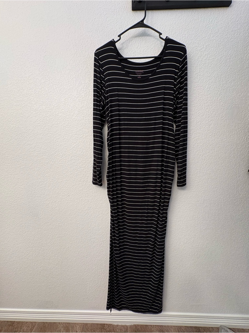 Isabel Maternity by Ingrid & Isabel Black & White Striped Maxi Maternity Dress